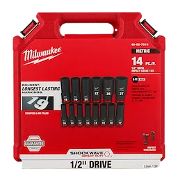 Milwaukee Set de douilles métriques profondes 6 points 1/2\" Drive SHOCKWAVE Impact Duty™ 14 pièces 49-66-7014