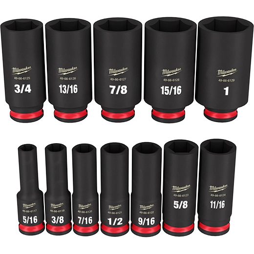 Milwaukee Ensemble de 12 douilles SHOCKWAVE Impact Duty™ 3/8" SAE profond à 6 points 49-66-7006