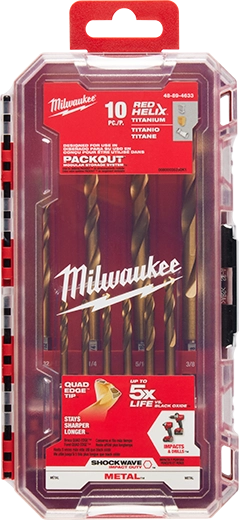 Milwaukee Ensemble de forets en titane SHOCKWAVE Impact Duty™ RED HELIX™ - 10 pièces 48-89-4633