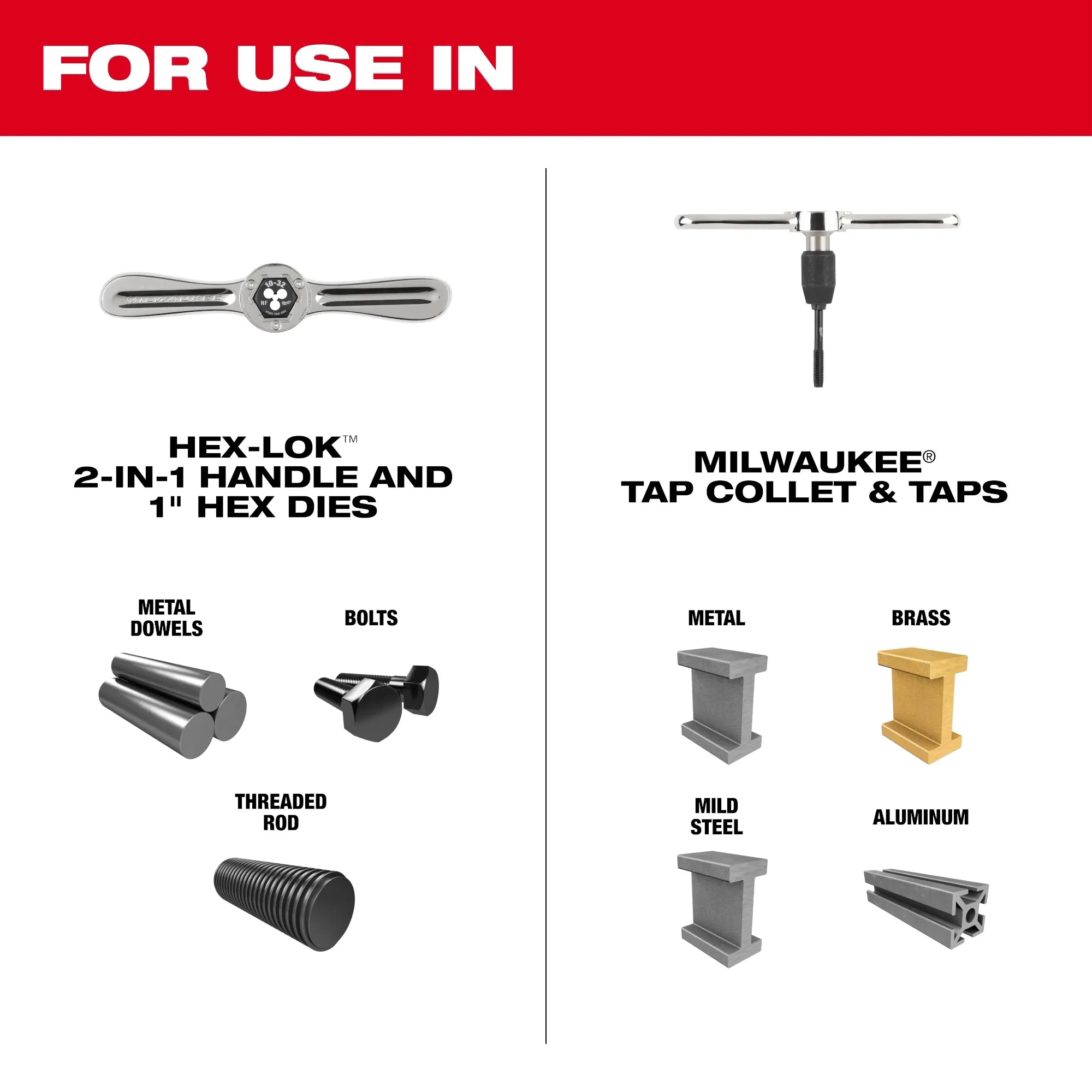 Milwaukee Ensemble PACKOUT™ de 38 pièces d'taraudeuses et matrices métriques avec poignée Hex-LOK™ 2-en-1 49-22-5603