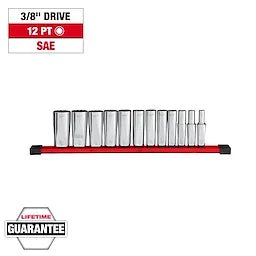 Milwaukee Ensemble de 12 douilles SAE à puits profond 12 points, alésage 3/8 ” 48-22-9421