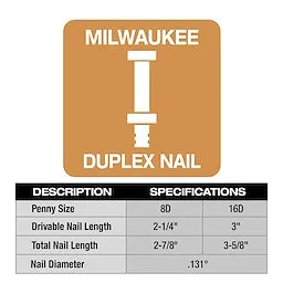 Milwaukee 2844-20 M18 FUEL™ Cloueuse Duplex 2844-20