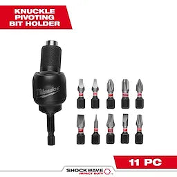 Milwaukee Support de forets pivotant 30° KNUCKLE™ SHOCKWAVE™ – 11 pièces 48-32-2301