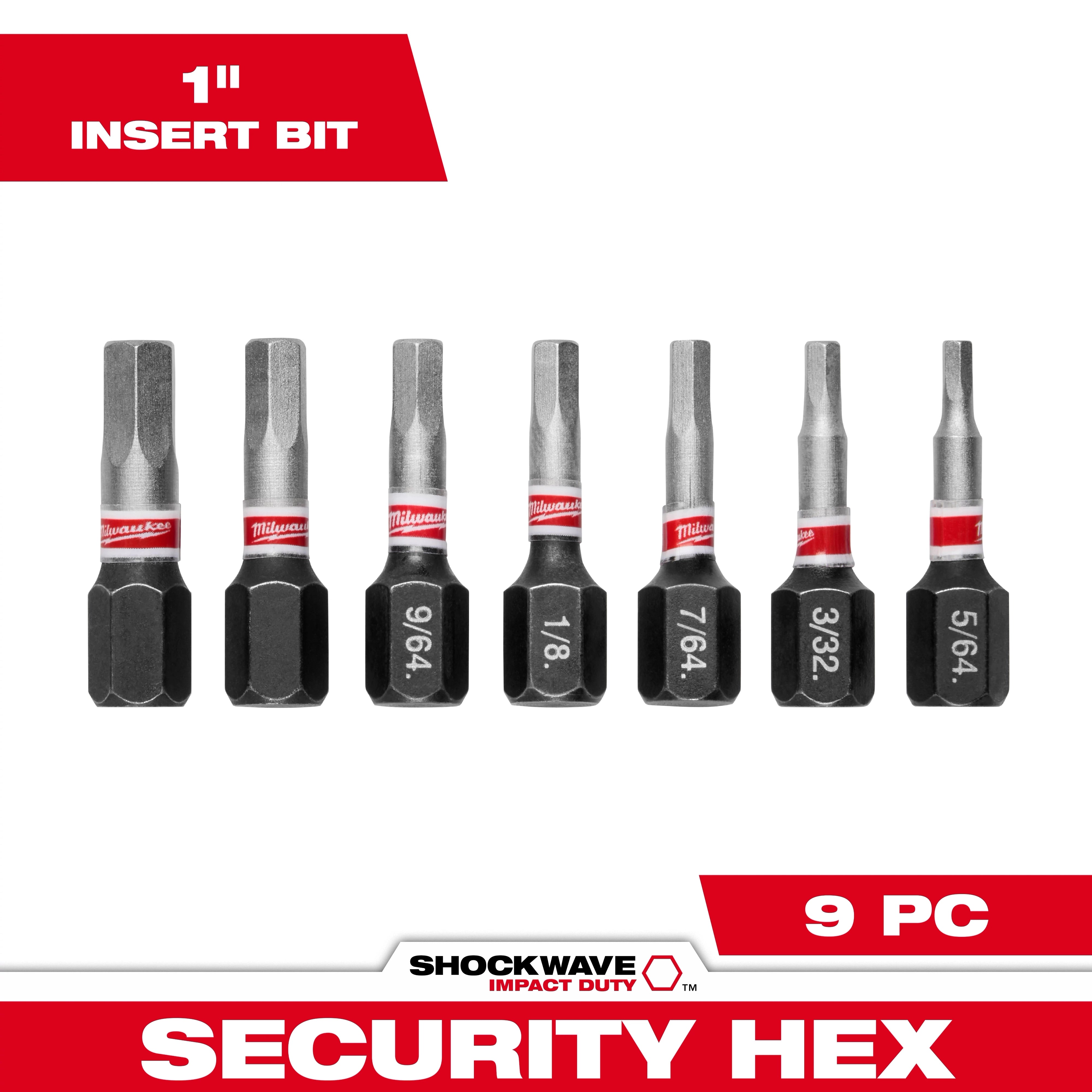 Milwaukee Set de 7 pièces d'embouts de sécurité hexagonaux 1" SHOCKWAVE™ Impact Duty 48-32-4619