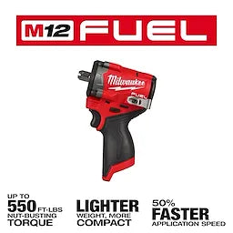 Milwaukee Clé à chocs 1/2" courte M12 FUEL™ avec dispositif de verrouillage à goupille 2563P-20