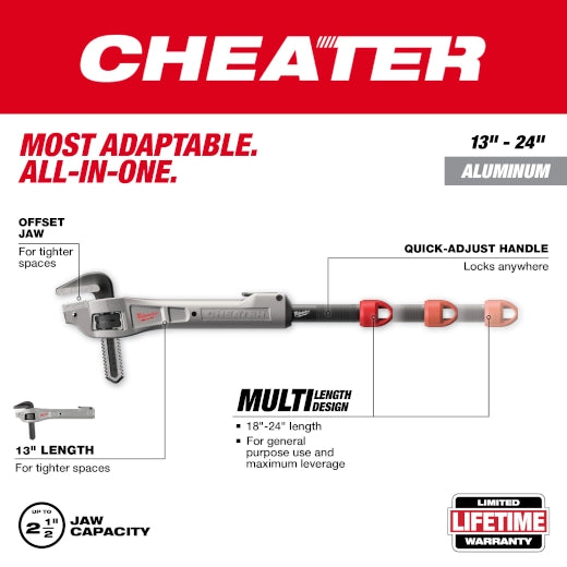 Milwaukee Clé à pipe décalée adaptable en aluminium CHEATER™ 48-22-7322