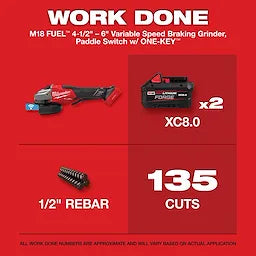 Milwaukee M18 FUEL™ Meuleuse à vitesse variable 4-1/2"-6", commutateur à palette avec ONE-KEY™ 3672-20
