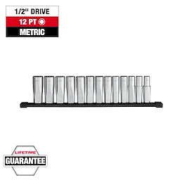 Milwaukee Set de douilles métriques à puits profond 12 points 13 pièces 1/2” Drive 48-22-9524