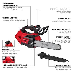 Milwaukee M18 FUEL™ Tronçonneuse à poignée supérieure 12" 2826-20C