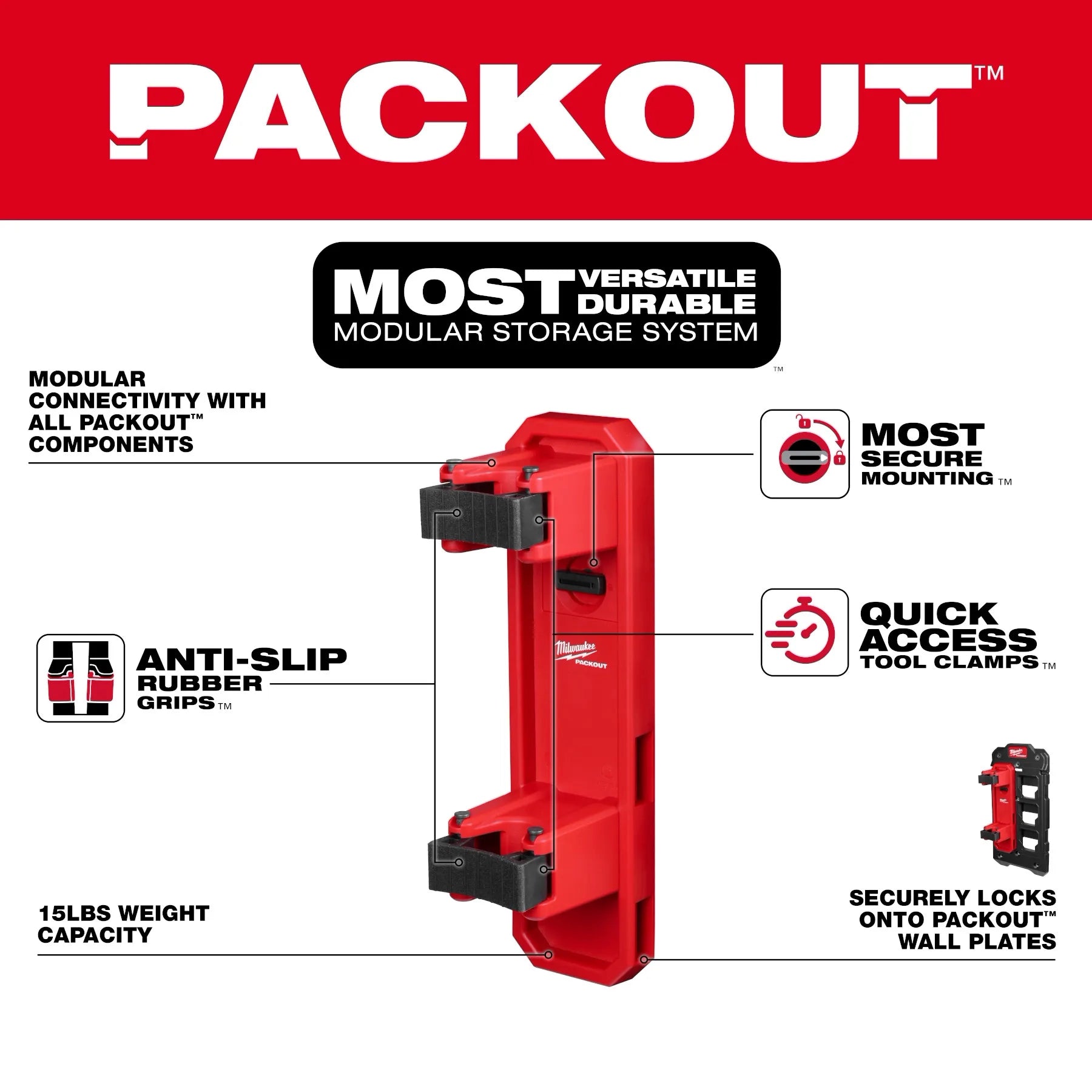 Milwaukee Porte‑outils à manche long PACKOUT™ 48-22-8348