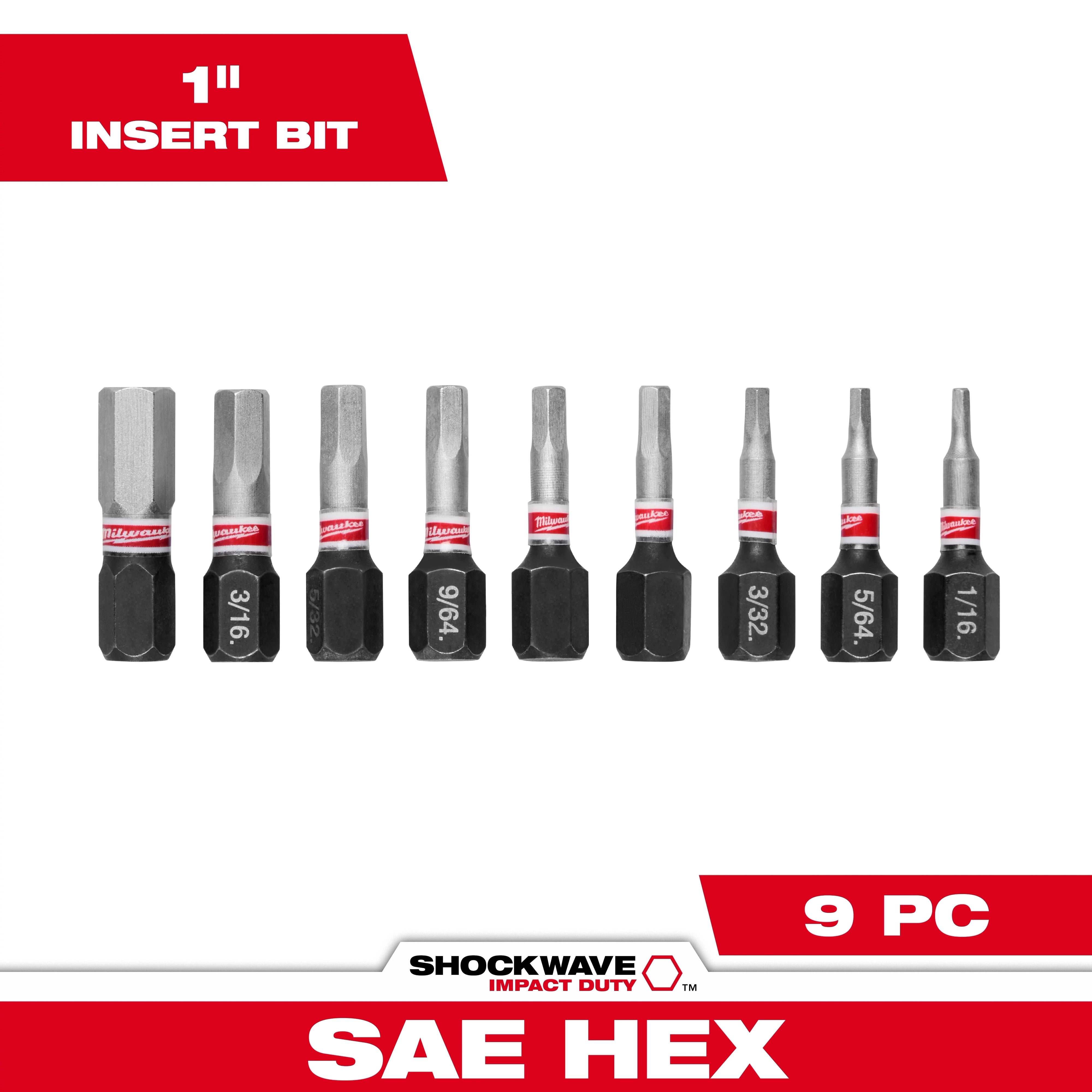 Milwaukee Ensemble de 9 pièces SHOCKWAVE™ Impact Duty – Forets à insert hexagonal 1" 48-32-4616