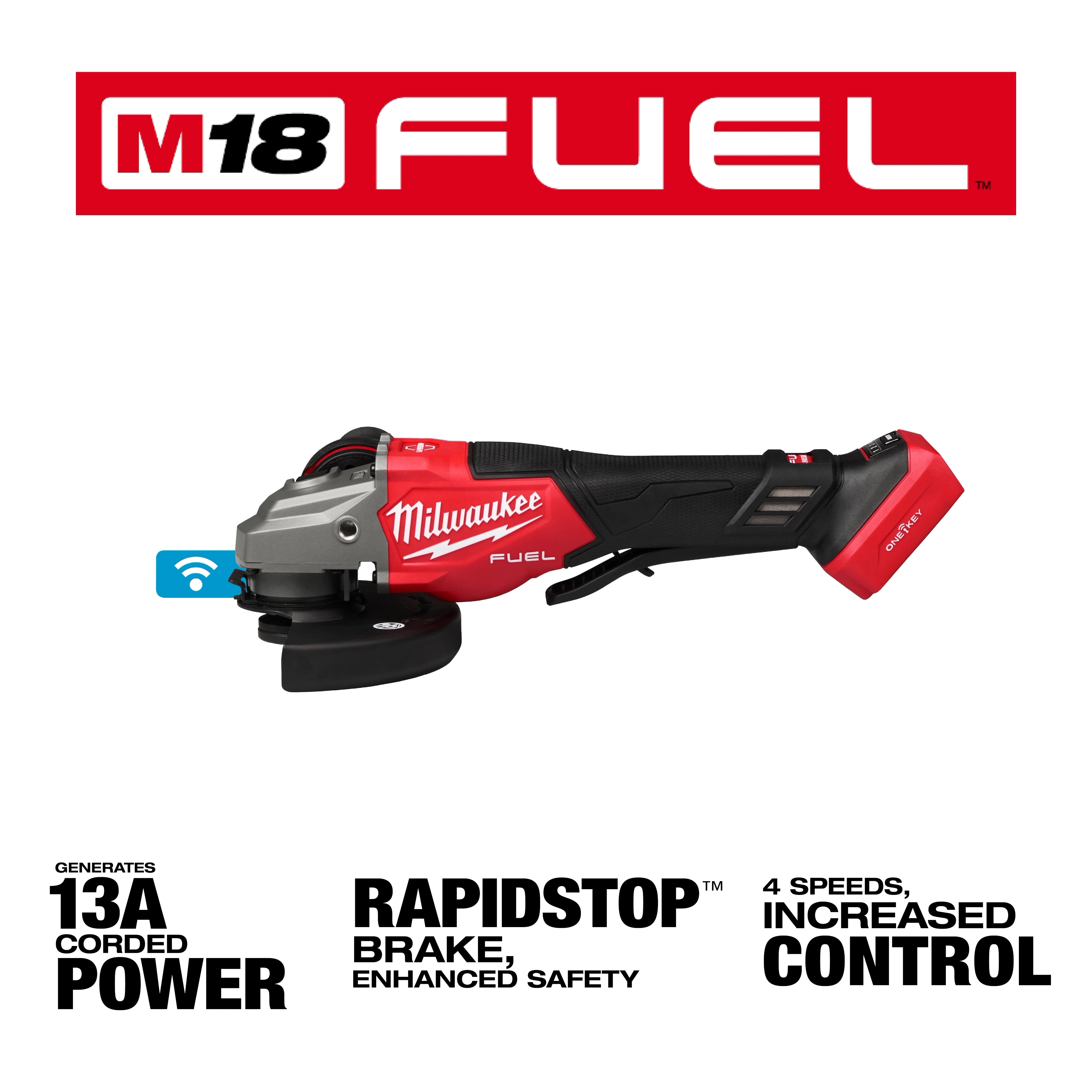 Milwaukee M18 FUEL™ Meuleuse à vitesse variable 4-1/2"-6", commutateur à palette avec ONE-KEY™ 3672-20