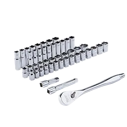 Milwaukee Ensemble de 47 pièces à cliquet et douilles 1/2” métriques et SAE avec côtés FOUR FLAT™ 48-22-9010