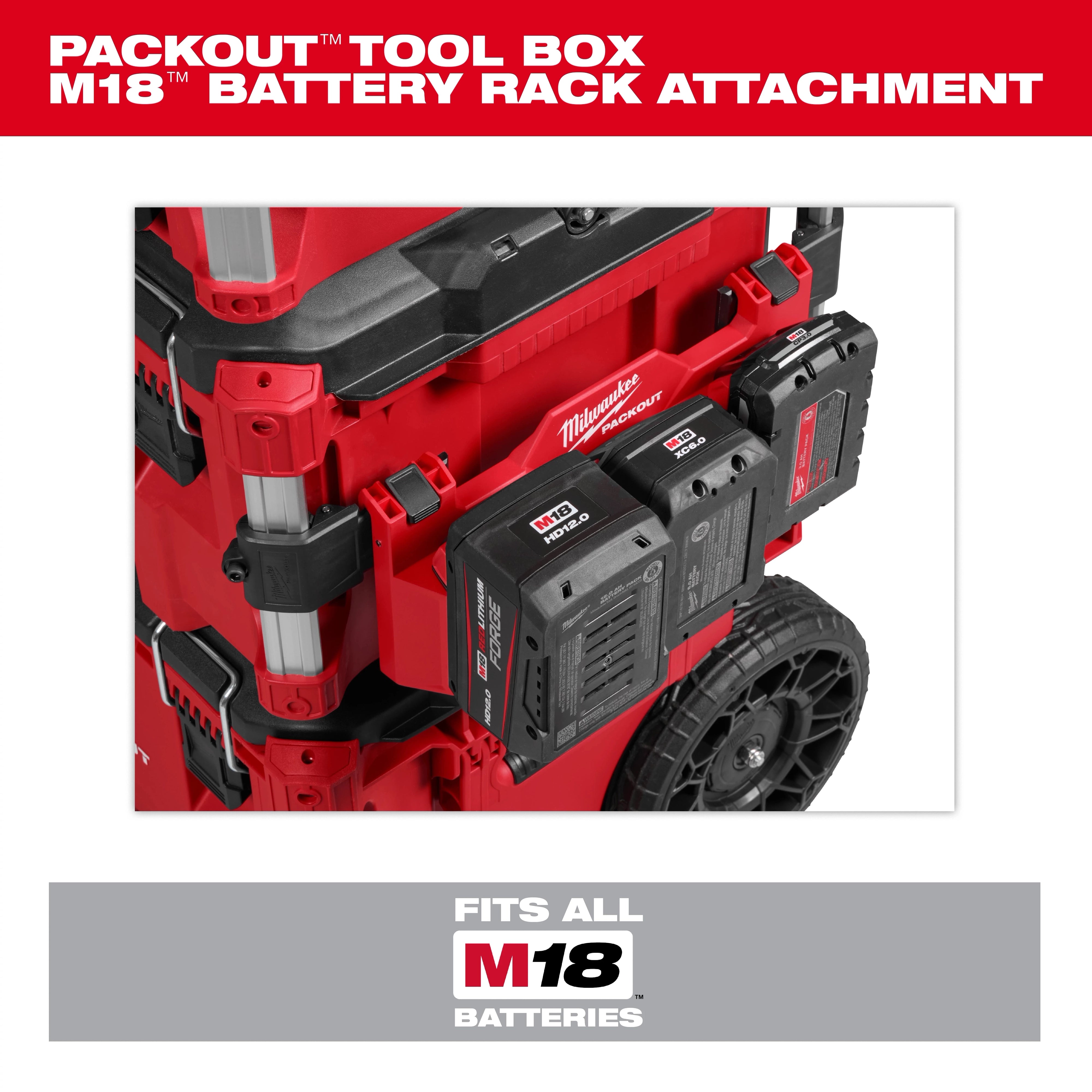 Milwaukee Accessoire de rack à batteries M18™ pour boîte à outils PACKOUT™ 48-22-8603