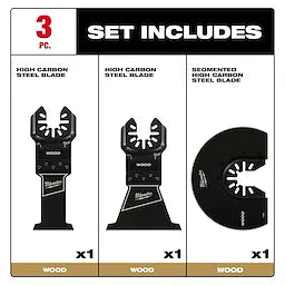 Milwaukee Ensemble de 3 lames universelles en acier carbone haute teneur pour outil oscillant multi‑outils bois 49-10-9004