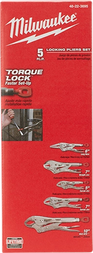 Milwaukee Kit de pinces à verrouillage TORQUE LOCK™ 5 pièces 48-22-3695