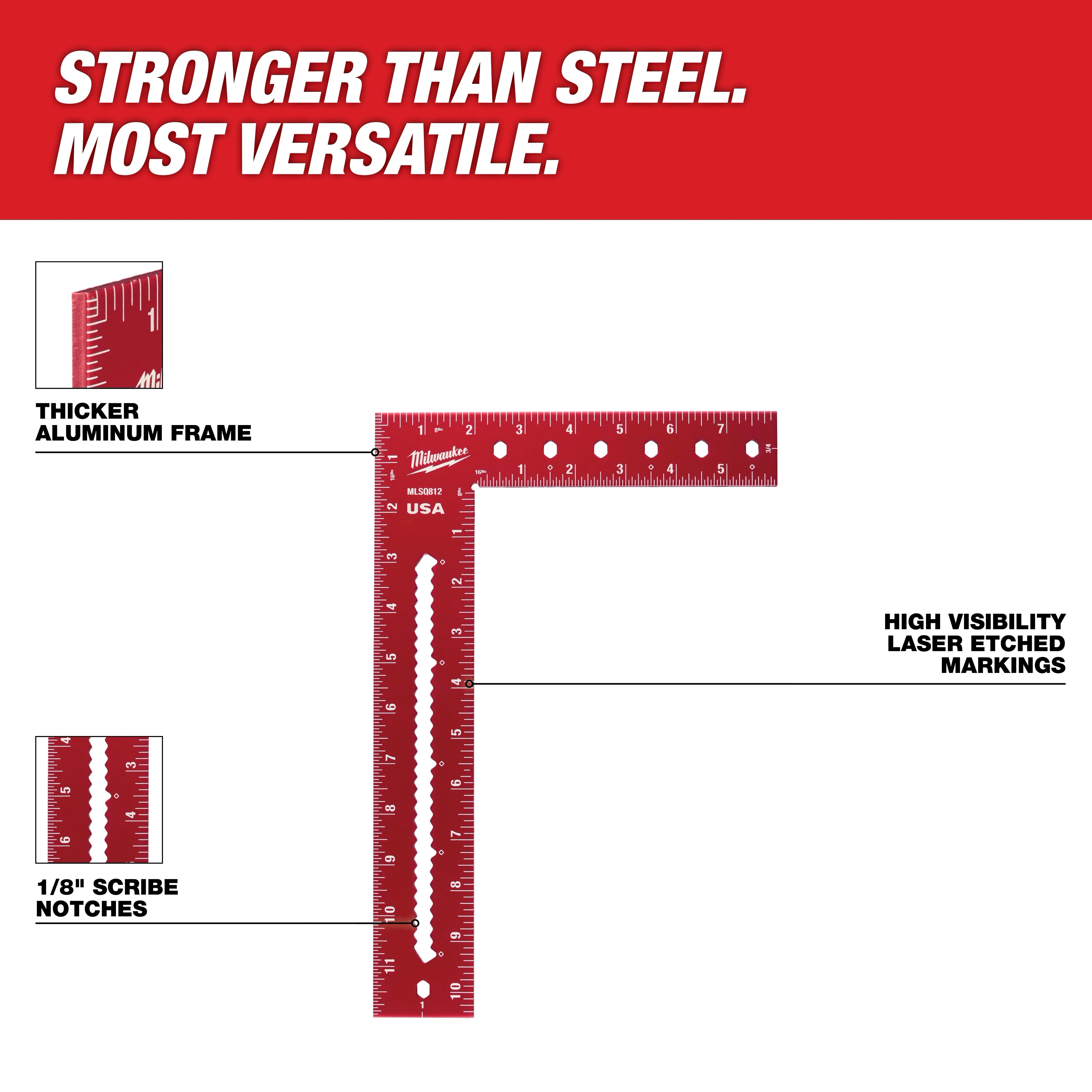 Milwaukee Équerre de charpente 8" x 12" MLSQ812