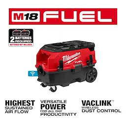 Milwaukee Extracteur de poussière M18 FUEL™ 9 Gallons à double batterie avec compatibilité PACKOUT™ et VACLINK™ 0888-20