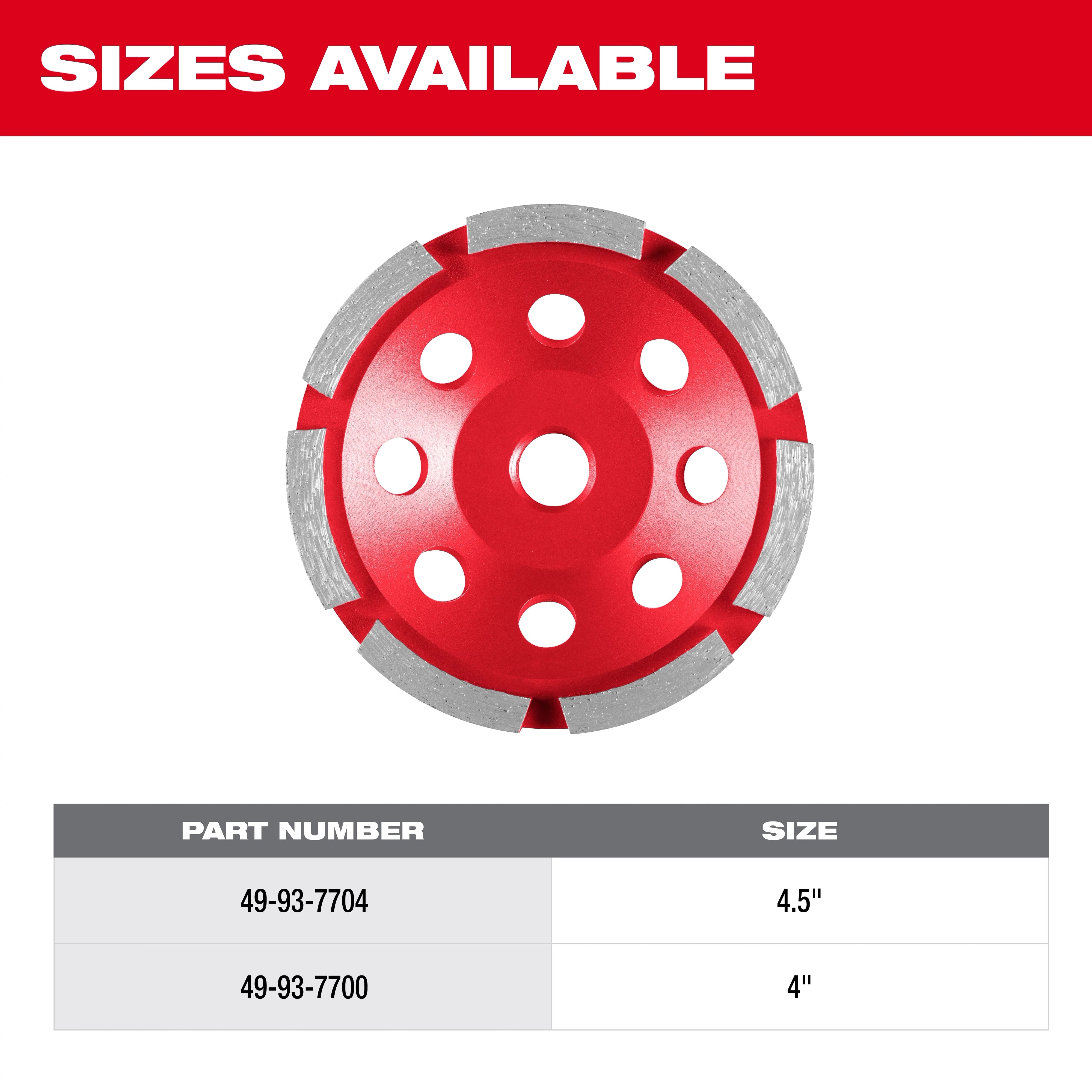 Milwaukee Roue à cup diamant à rangée simple 4 in 49-93-7700