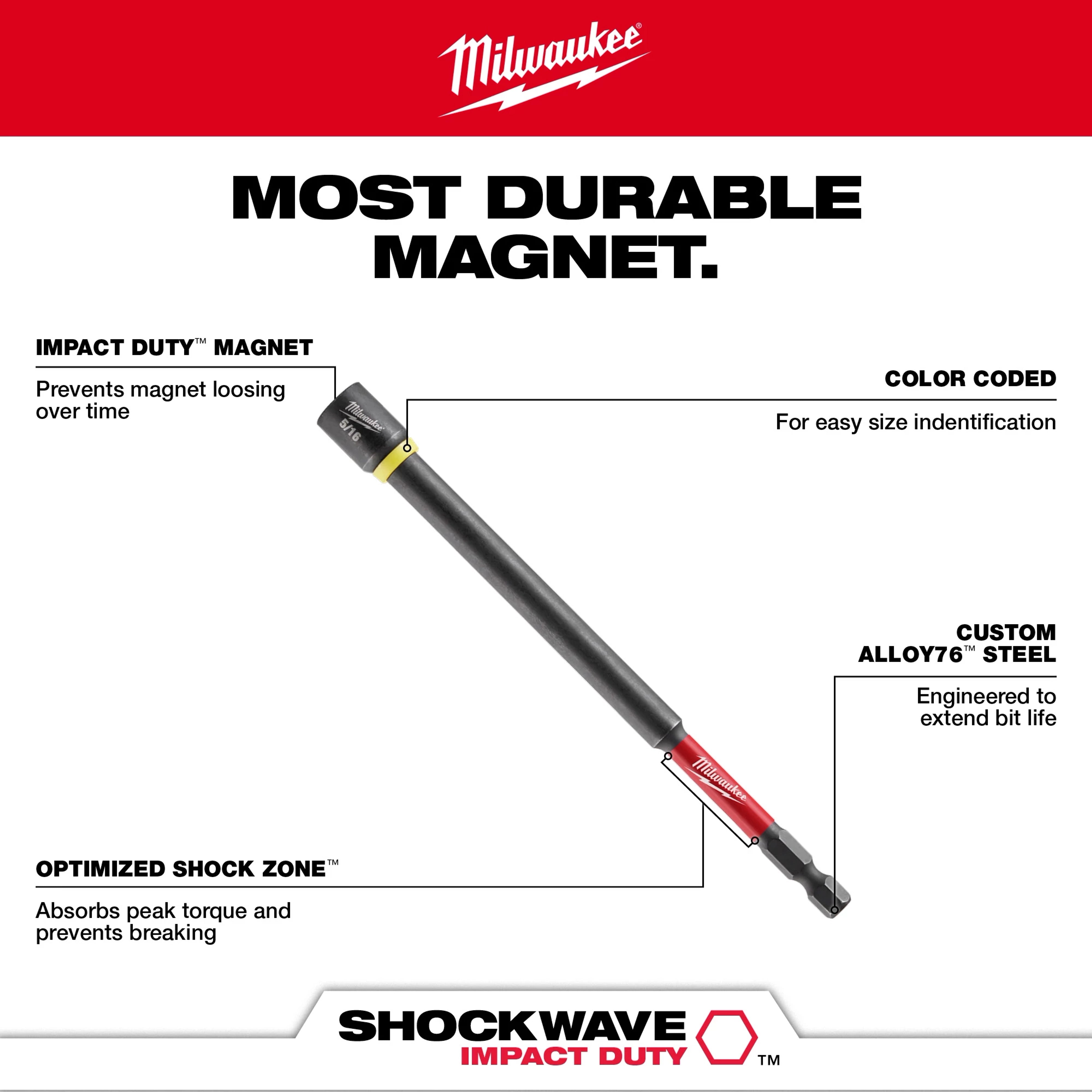 Milwaukee Ensemble de tournevis à écrou magnétique 6" SHOCKWAVE Impact Duty™ 6 pièces 49-66-4567