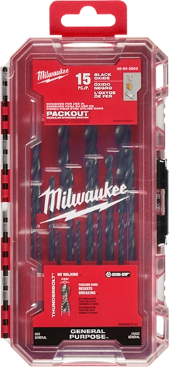 Milwaukee Ensemble de forets THUNDERBOLT® revêtus d’oxyde noir – 15 pièces 48-89-2803