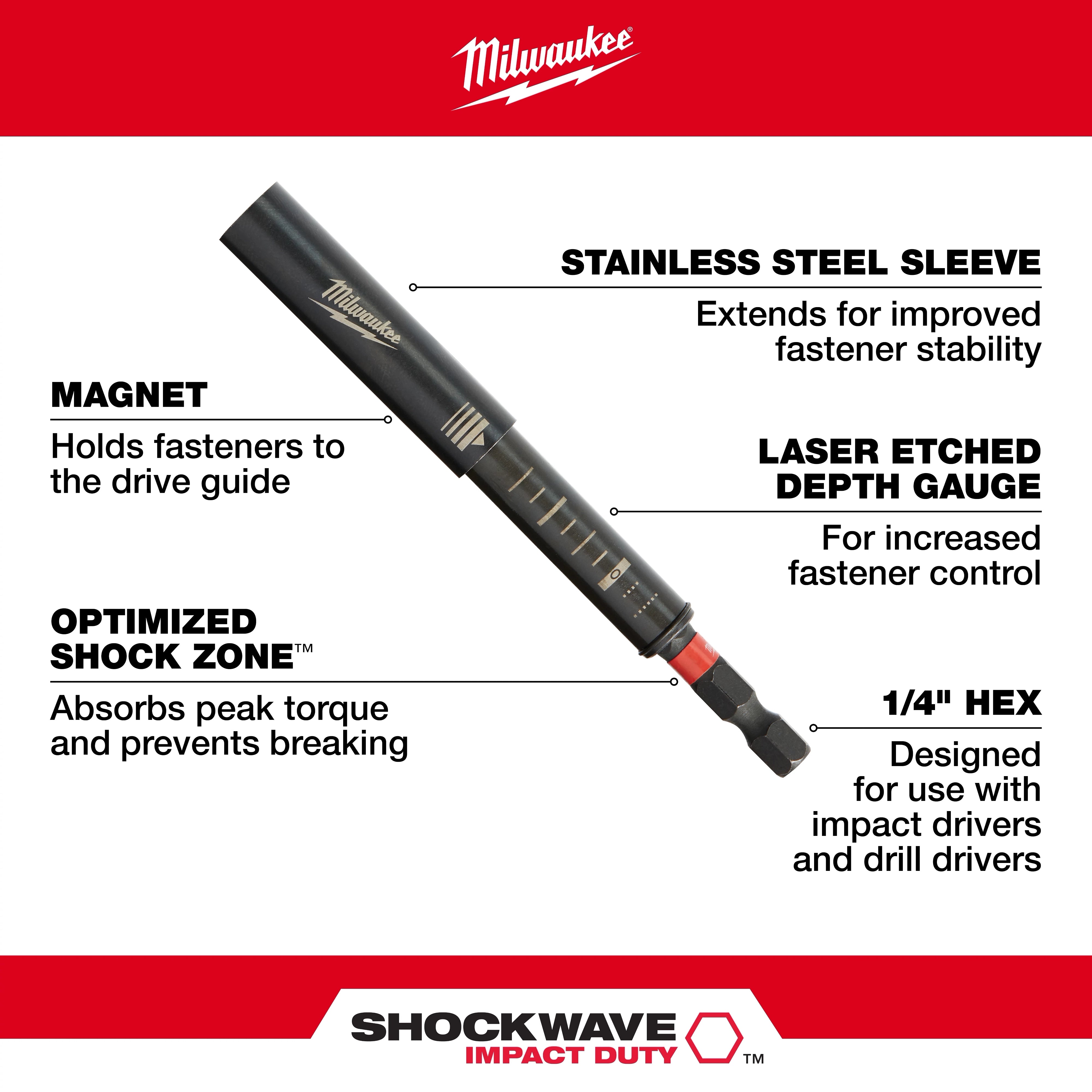 Milwaukee Guide d'entraînement magnétique d'impact SHOCKWAVE™ 48-32-4508