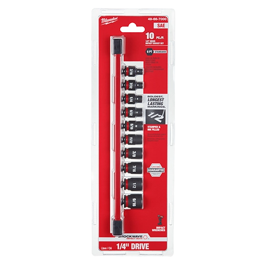 Milwaukee Ensemble de 10 pièces d'embouts SHOCKWAVE Impact Duty™ SAE standard à 6 points 49-66-7000
