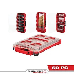 Milwaukee Ensemble PACKOUT™ SHOCKWAVE™ Impact Duty 60PC Perceuse, Visseuse & Fixation 48-32-5162
