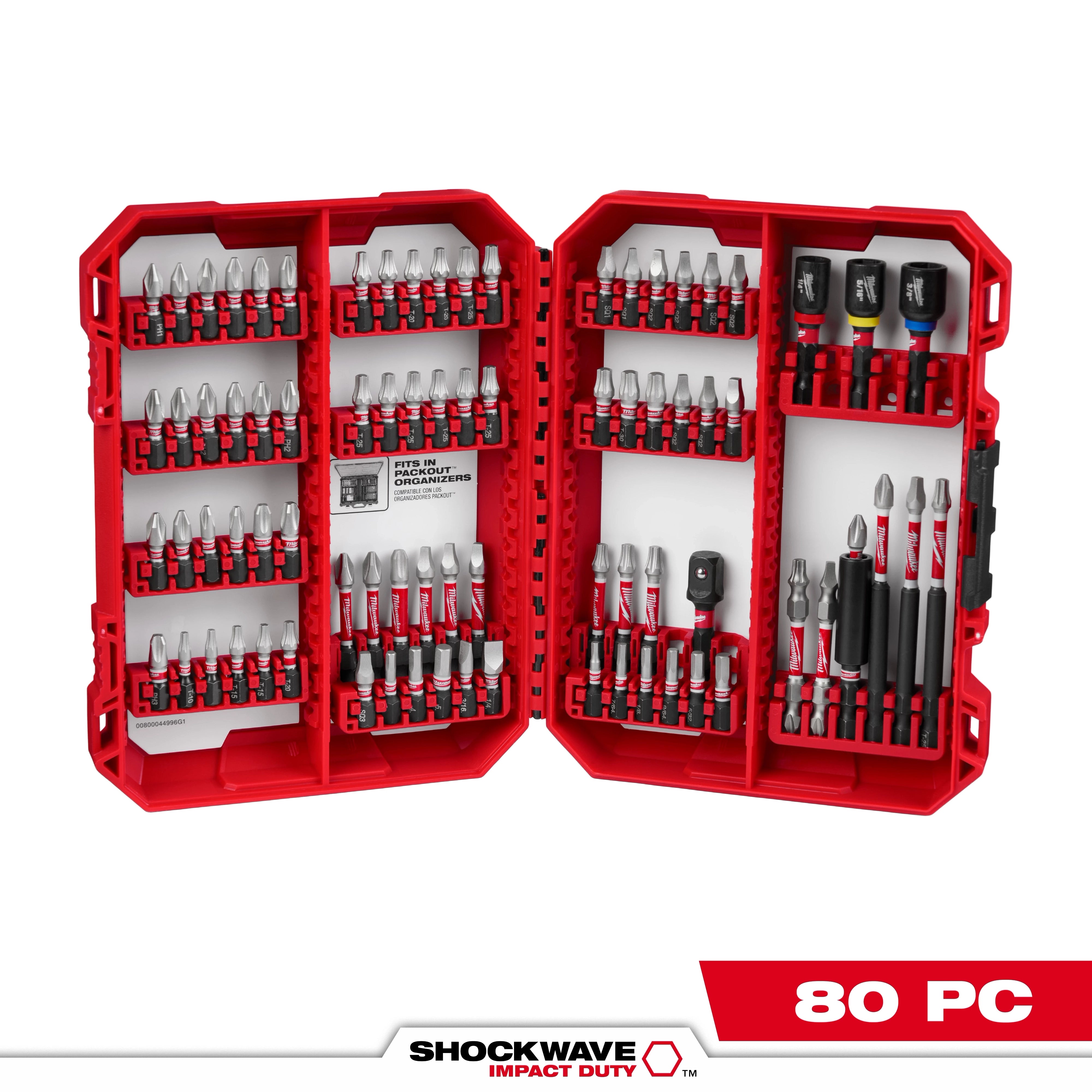Milwaukee Set de forets à chocs 80 PC SHOCKWAVE™ 48-32-4094