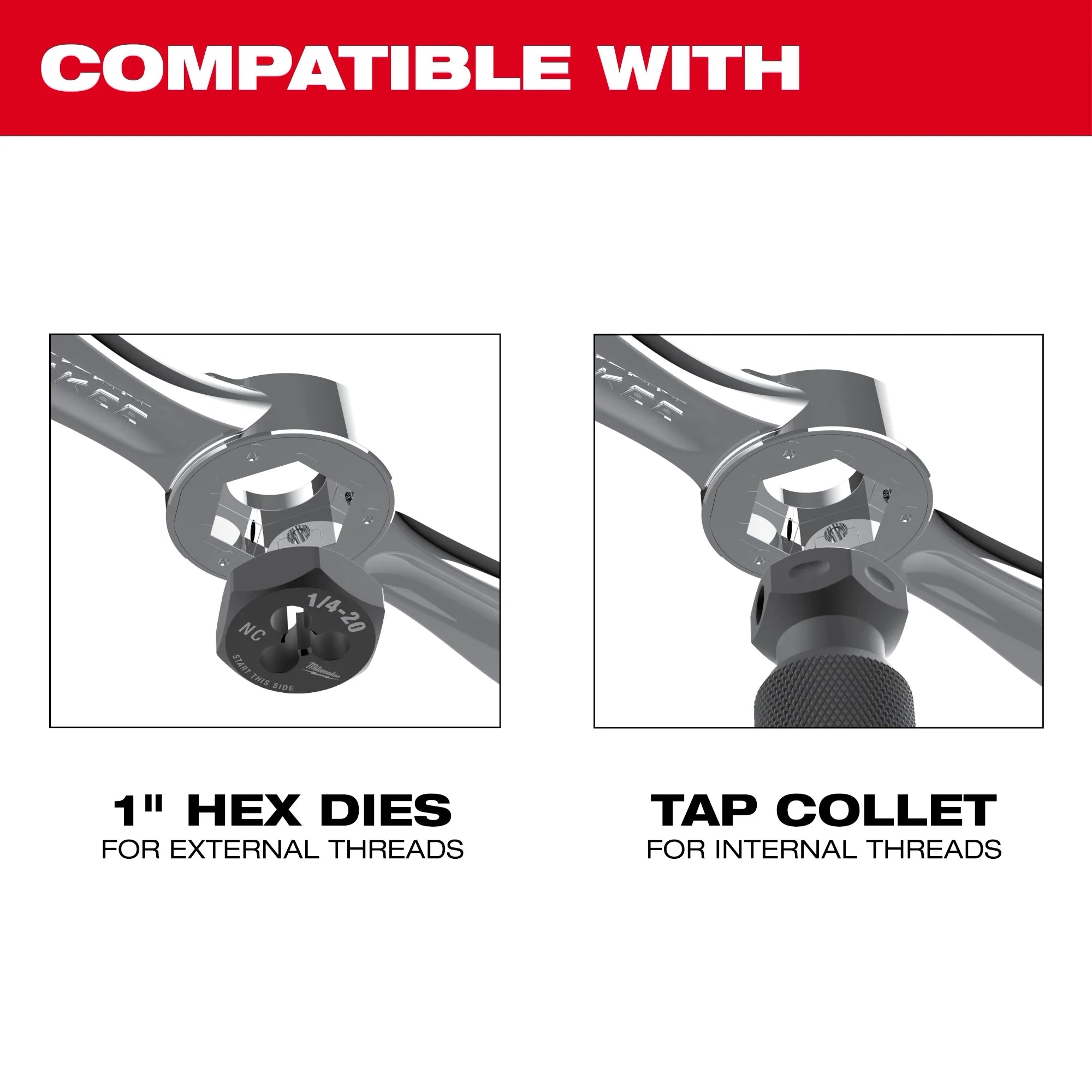 Milwaukee Poignée de filetage Hex-LOK™ 2-en-1 pour taraud et filière & collet de taraudage 49-57-5003