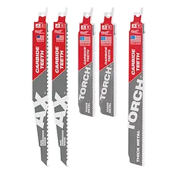 Milwaukee Ensemble de lames de scie sabre SAWZALL® en carbure pour démolition du bois et du métal (5 pièces) 49-22-5505