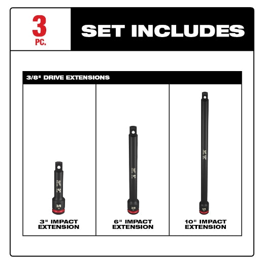 Milwaukee Kit d'Extension d'Arbre 3/8" SHOCKWAVE Impact Duty™ 3 pièces 49-66-6714