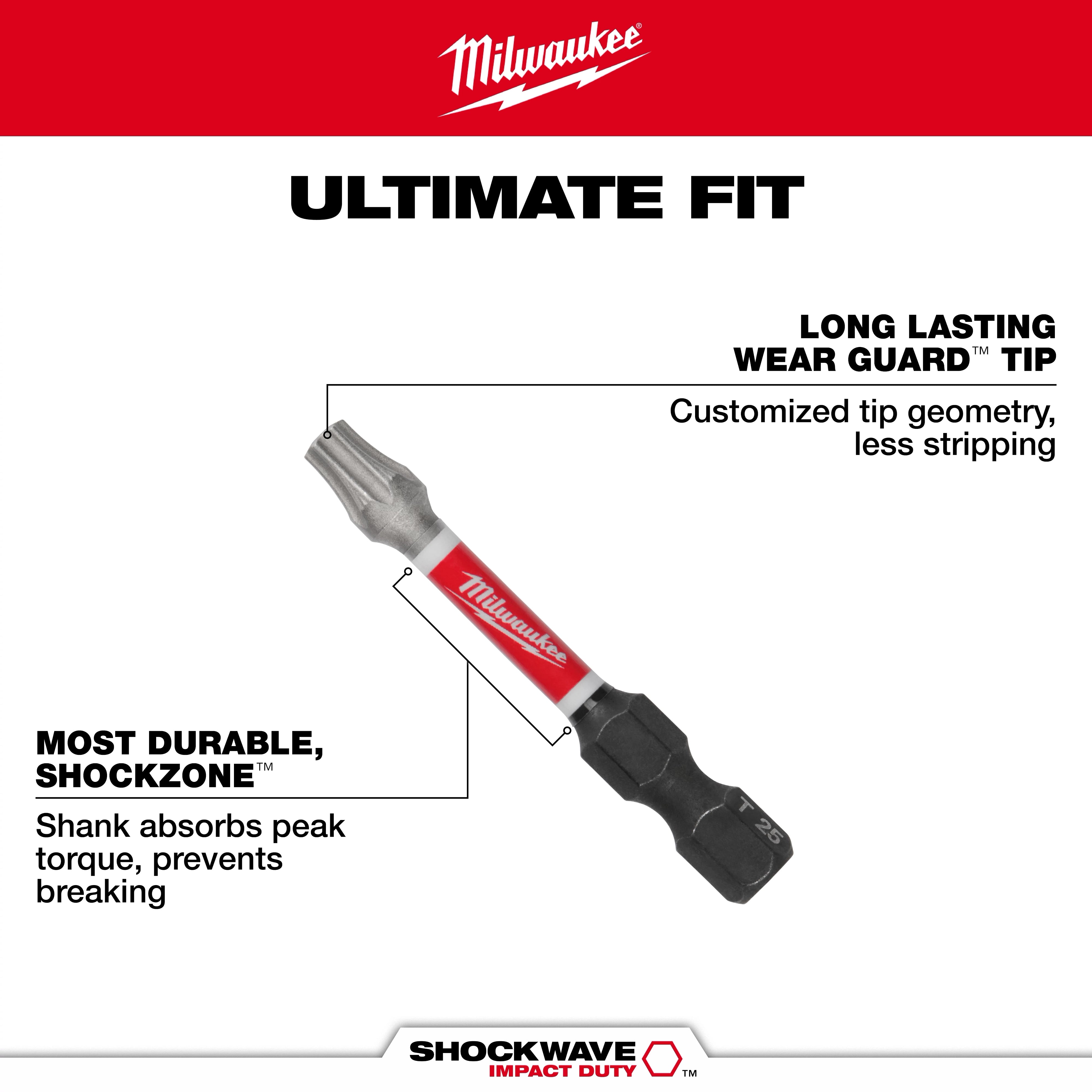 Milwaukee Ensemble de 10 pièces d'embouts de sécurité TORX® 1" SHOCKWAVE™ Impact Duty 48-32-4618