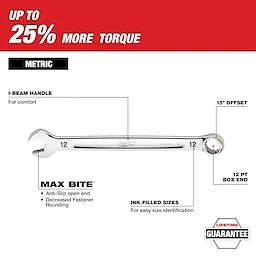 Milwaukee 15pc Metric Combination Wrench Set with PACKOUT™ Compact Organizer 48-22-9483