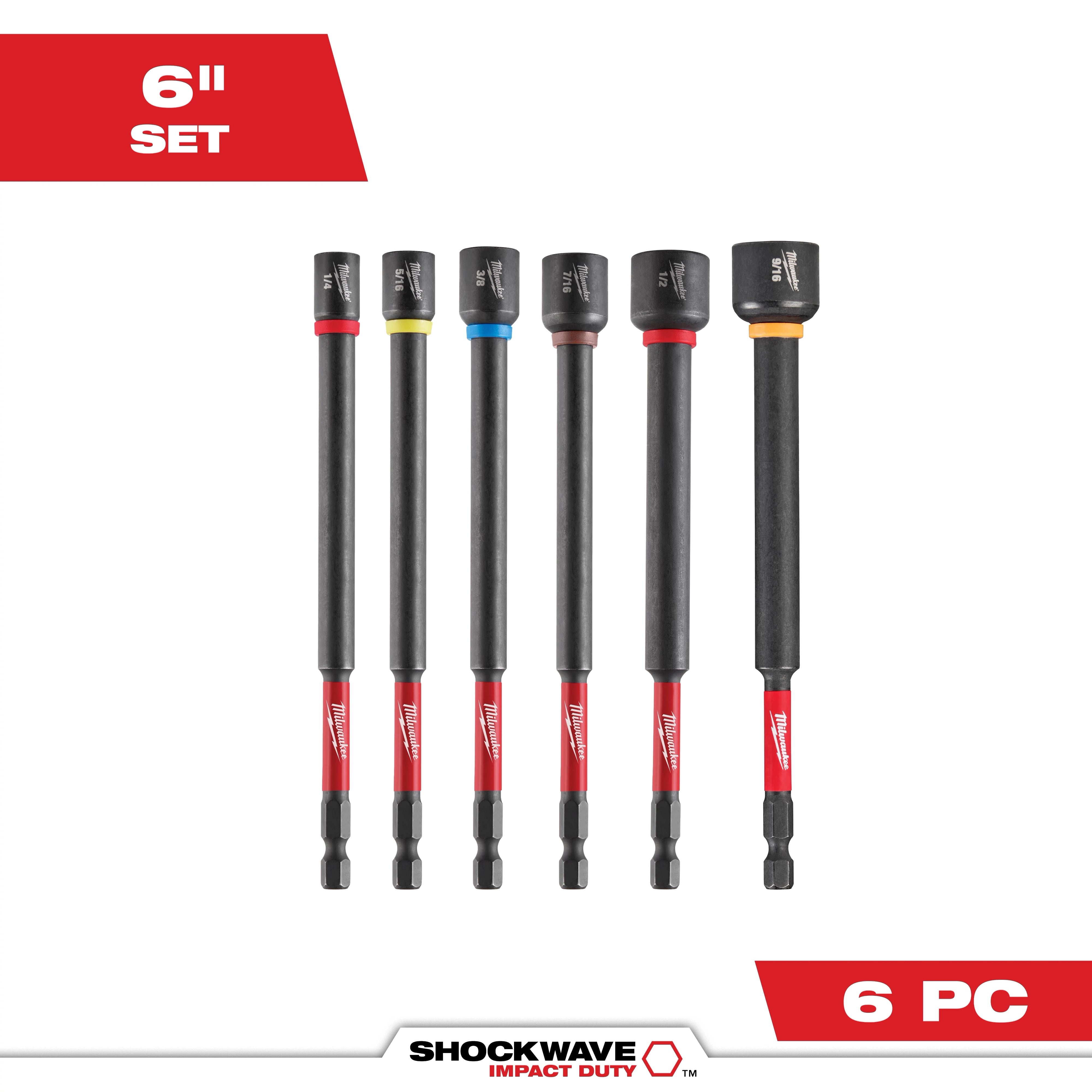Milwaukee Ensemble de tournevis à écrou magnétique 6" SHOCKWAVE Impact Duty™ 6 pièces 49-66-4567
