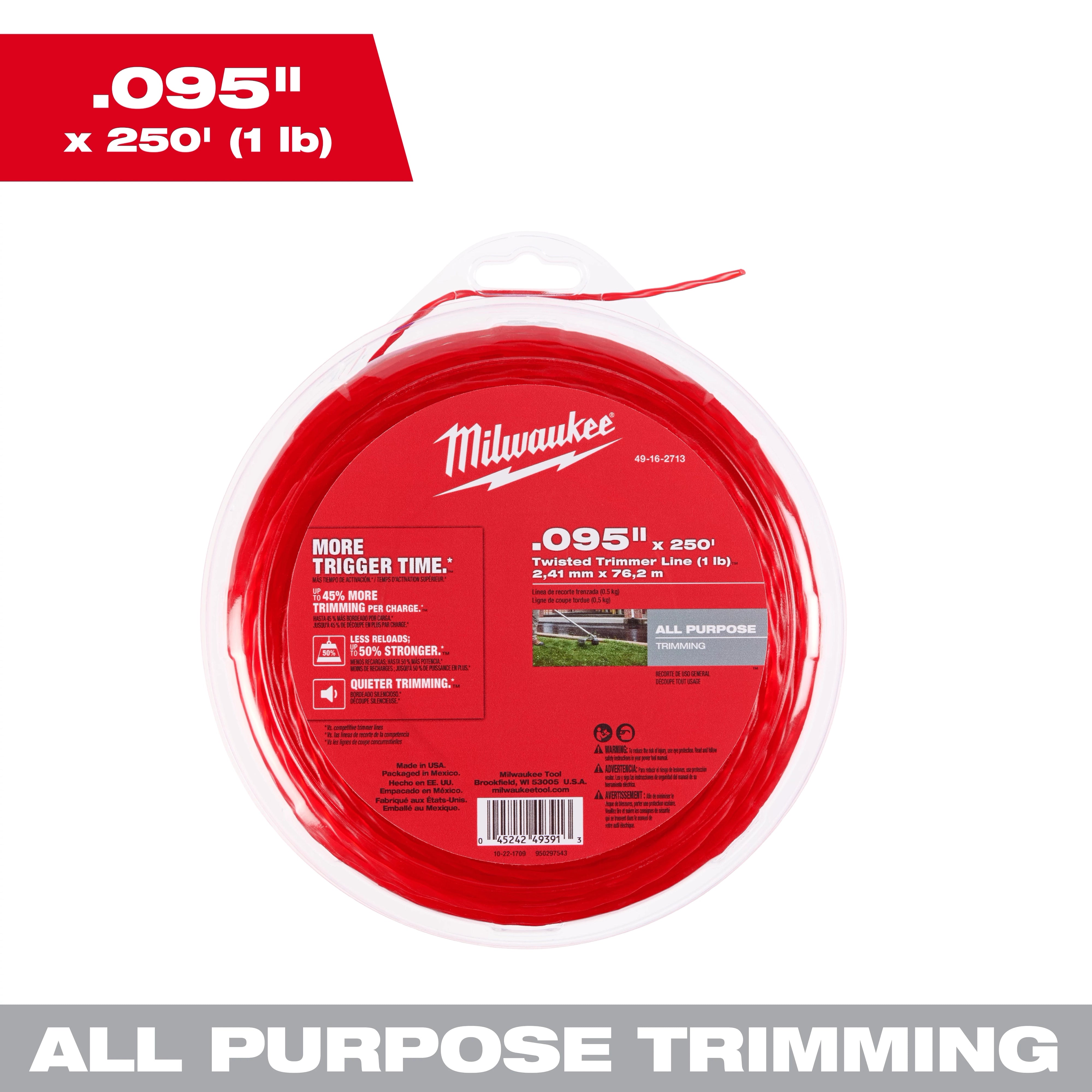 Milwaukee Ligne de taille torsadée Milwaukee .095" x 250’ (1 lb.) 49-16-2713