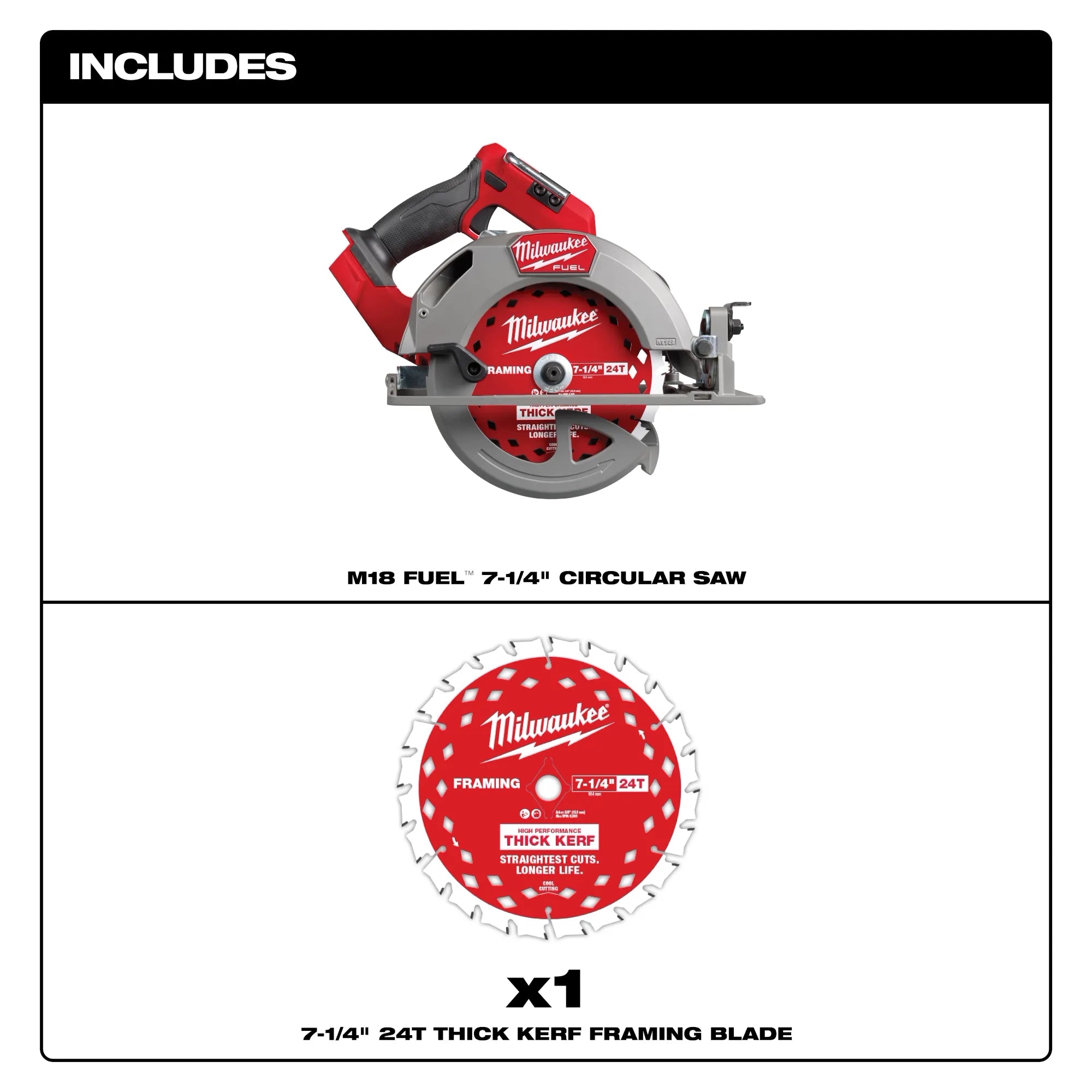 Milwaukee M18 FUEL™ 7-1/4” Circular Saw (Tool Only) 2834-20