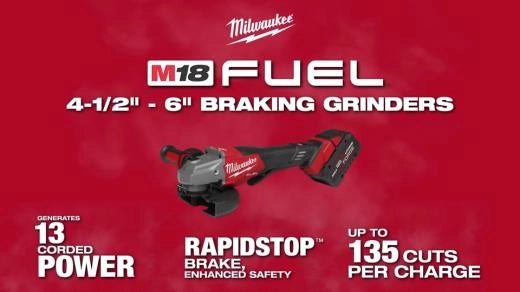 Milwaukee M18 FUEL™ 4-1/2"-6" Meuleuse à freinage, Interrupteur à glissière 3671-20