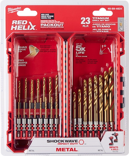 Milwaukee Ensemble de forets en titane RED HELIX™ SHOCKWAVE Impact Duty™ - 23 pièces 48-89-4631