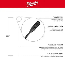 Milwaukee MILWAUKEE® Extension flexible d'embout câble 1/4” x 52,5" 48-13-8124