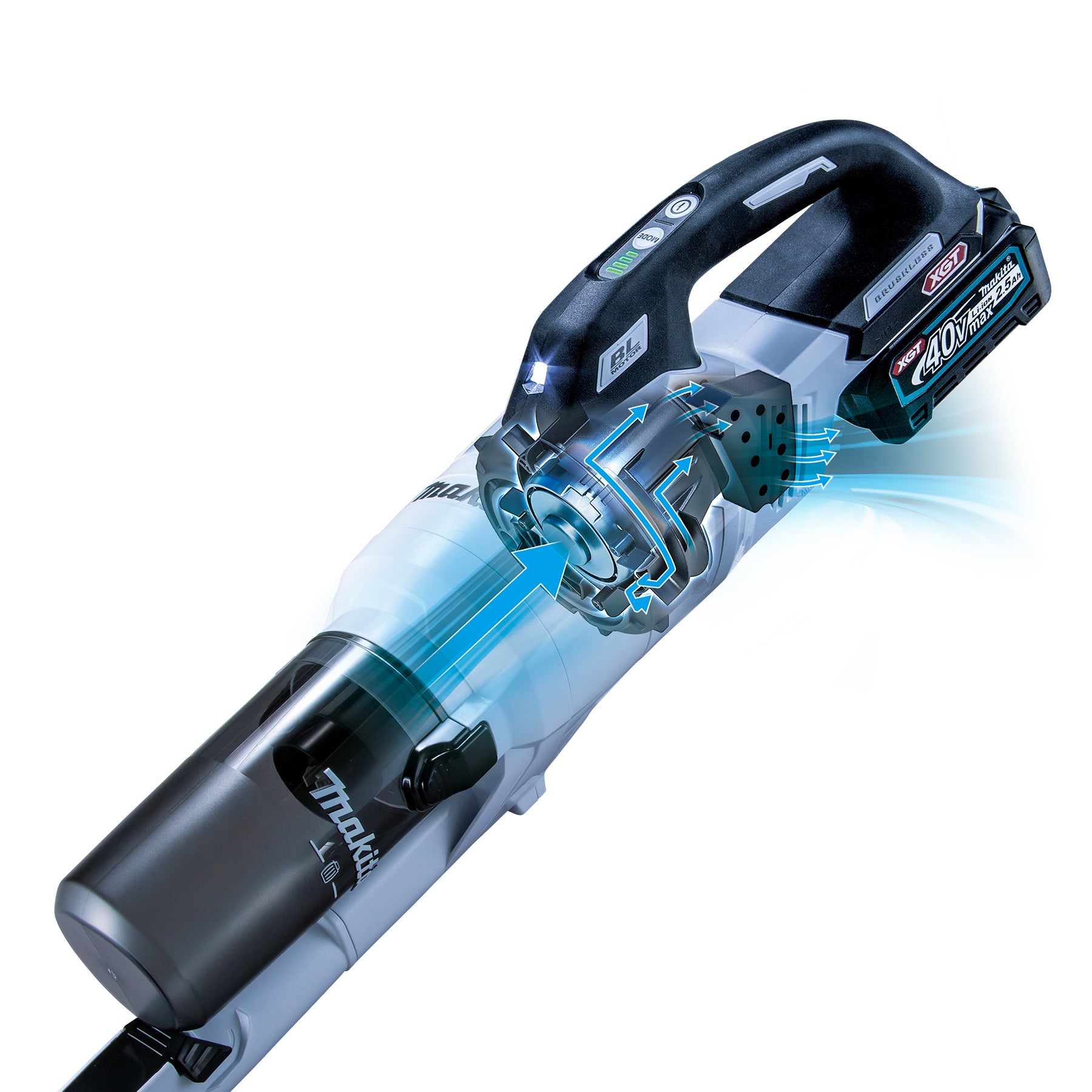Makita Aspirateur balai cyclone sans balais 40Vmax XGT 250 ml, kit avec batterie 2.0Ah x1 CL003GA101