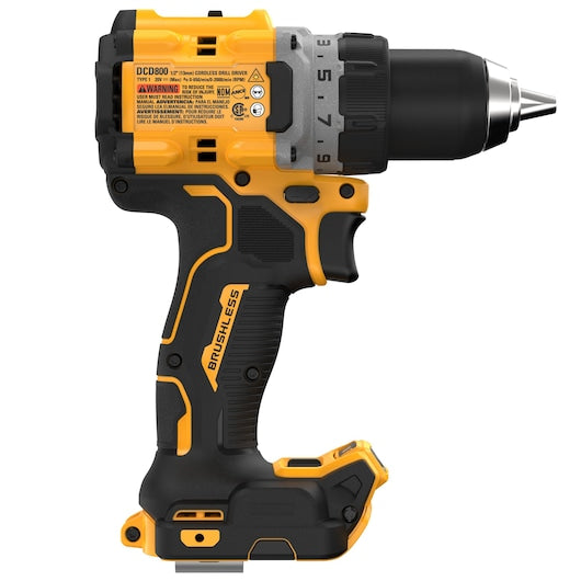 Dewalt 20V MAX* XR® Brushless Cordless 1/2 in. Drill/Driver (Tool Only) DCD800B