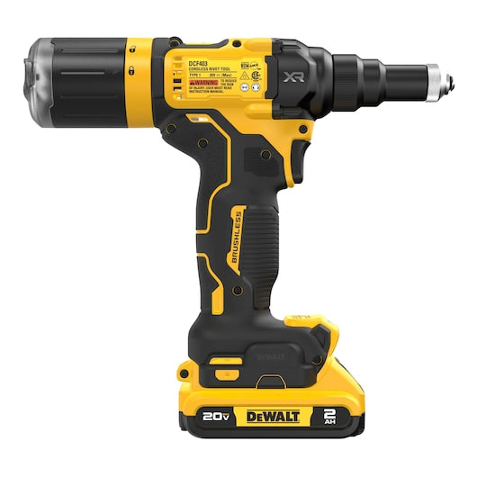 Dewalt 20V MAX* XR® Brushless Cordless 3/16" Rivet Tool Kit DCF403D1