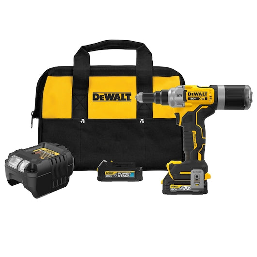 Dewalt 20V MAX* XR® Brushless Cordless 1/4" Rivet Tool Kit with POWERSTACK™ DCF414GE2