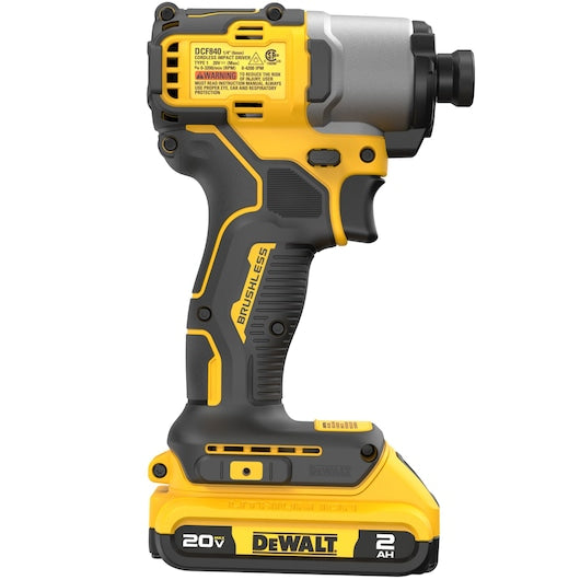 Dewalt 20V MAX* Brushless Cordless 1/4 in Impact Driver Kit DCF840D1
