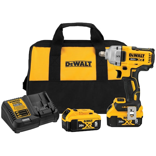 Dewalt 20V MAX* XR® 1/2 in. Mid-Range Impact Wrench Kit With Hog Ring Anvil DCF891P2