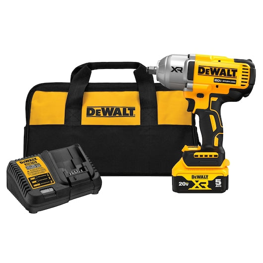 Dewalt 20V MAX* XR® 1/2 In. High Torque Impact Wrench With Hog Ring Anvil With (1) 5.0 Ah Battery & Charger Kit DCF900P1