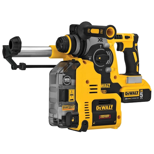 DeWalt Kit marteau perforateur L-Shape 1 po. SDS Plus 20V MAX* XR® avec extracteur de poussière intégré DCH273P2DHO