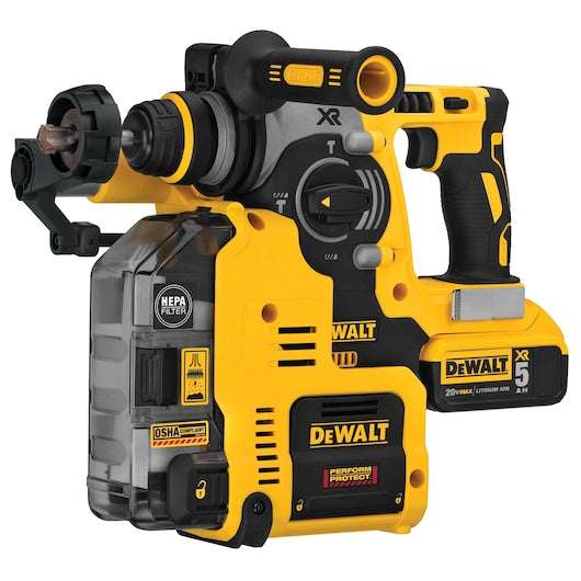 DeWalt Kit marteau perforateur L-Shape 1 po. SDS Plus 20V MAX* XR® avec extracteur de poussière intégré DCH273P2DHO