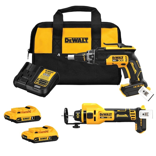Dewalt 20V MAX* XR® Brushless Drywall Screwgun and Cut-Out Tool Combo Kit (2.0Ah) DCK265D2
